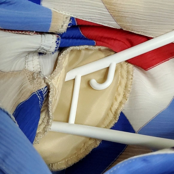 Allison Daley Blue/Red/White/Cream Lightweight Abstract Button-Up Blouse - Sz 16 - Picture 13 of 13